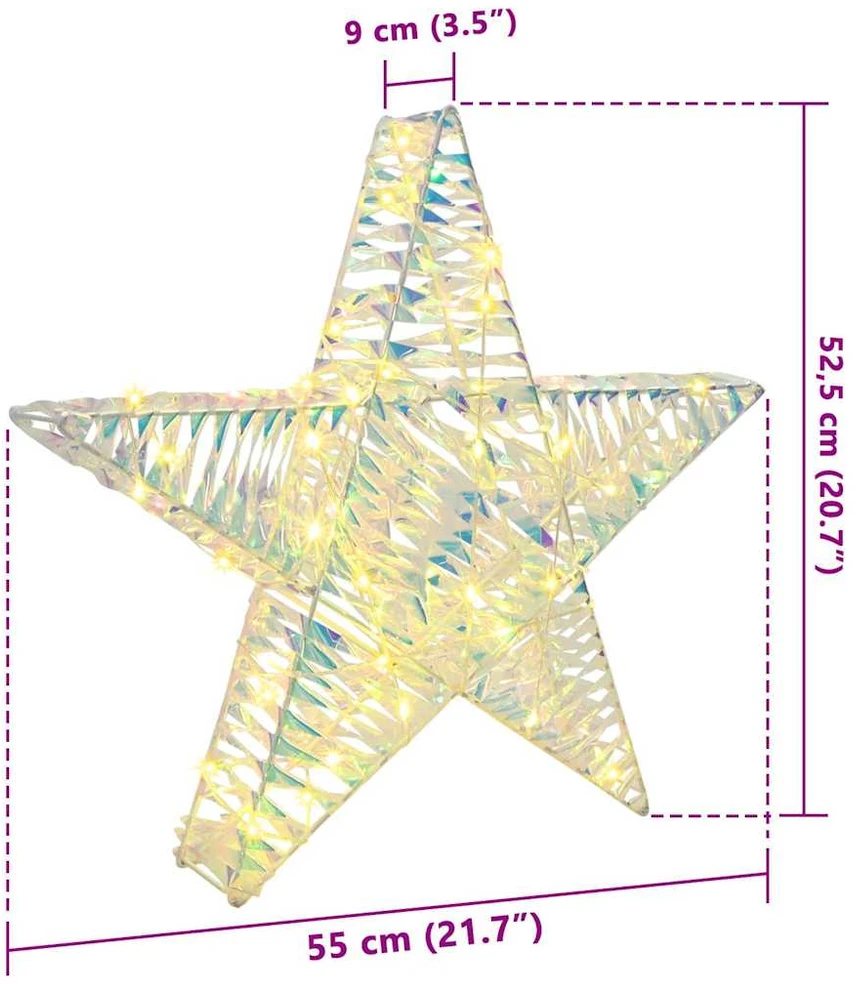 3D žvaigždė 50 LED Šilta balta 55 x 52.5 x 9 cm PET