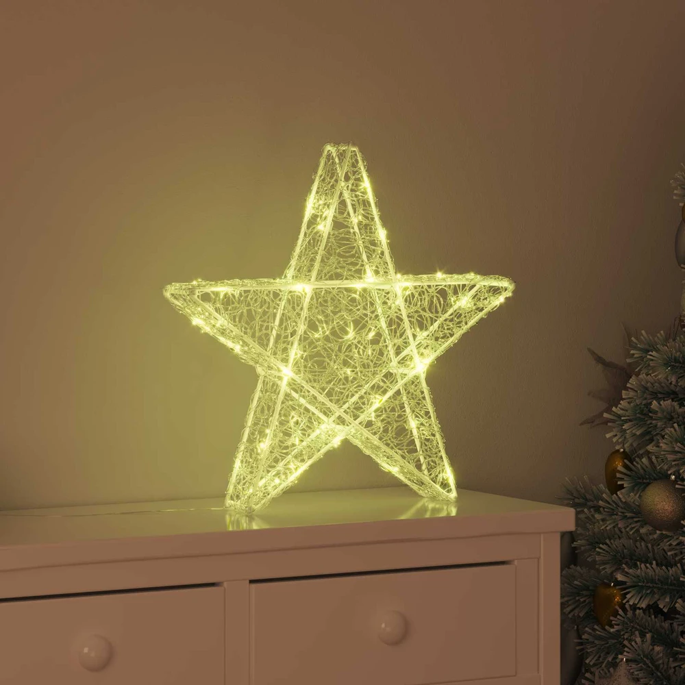 3D žvaigždė 50 LED Šilta balta 55 x 53.5 x 10 cm Akrilas