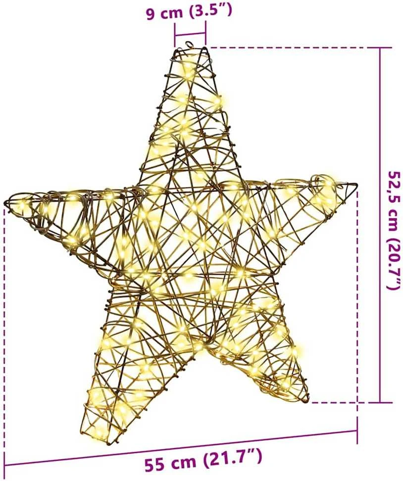 3D žvaigždė 50 LED Šilta balta 55 x 52.5 x 9 cm Ratanas