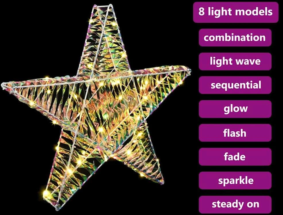 3D žvaigždė 50 LED Šilta balta 55 x 52.5 x 9 cm PET