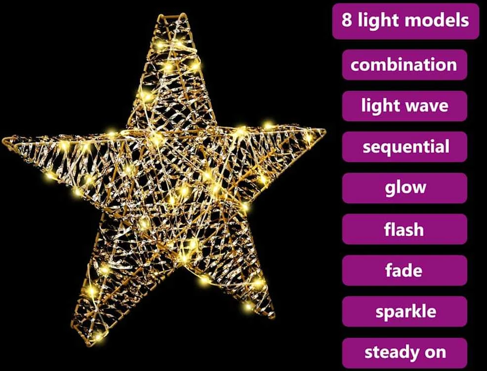 3D žvaigždė 50 LED Šilta balta 55 x 52.5 x 9 cm PET
