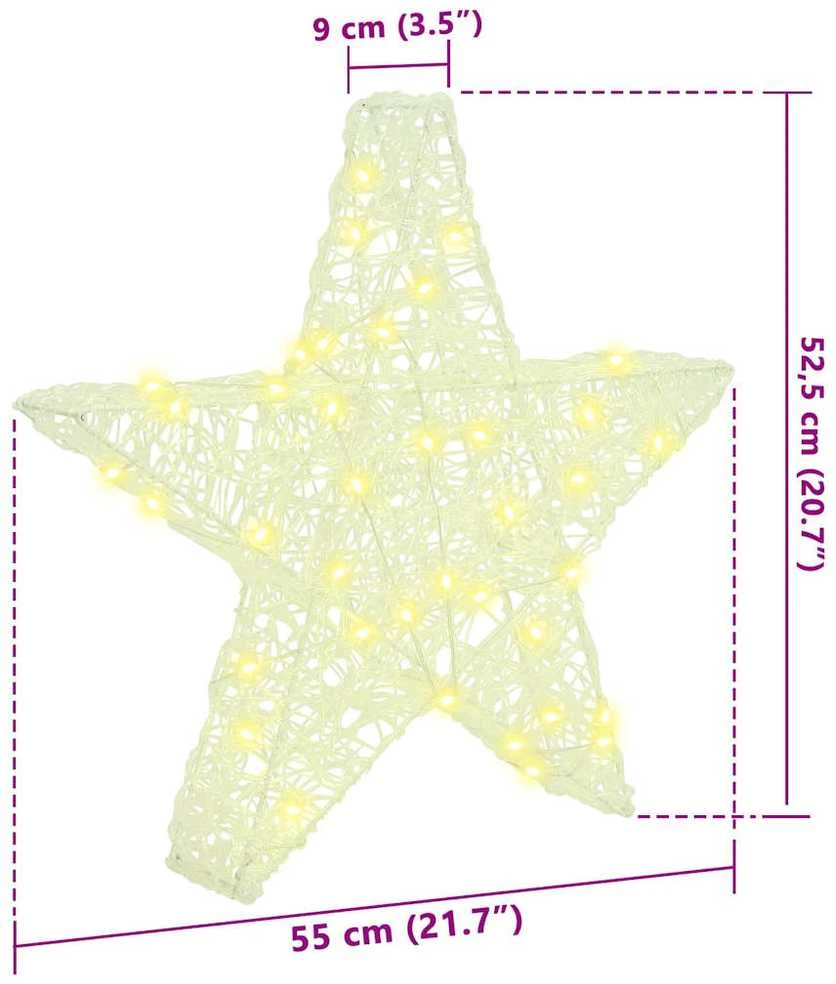 3D žvaigždė 50 LED Šilta balta 55 x 53.5 x 10 cm Akrilas