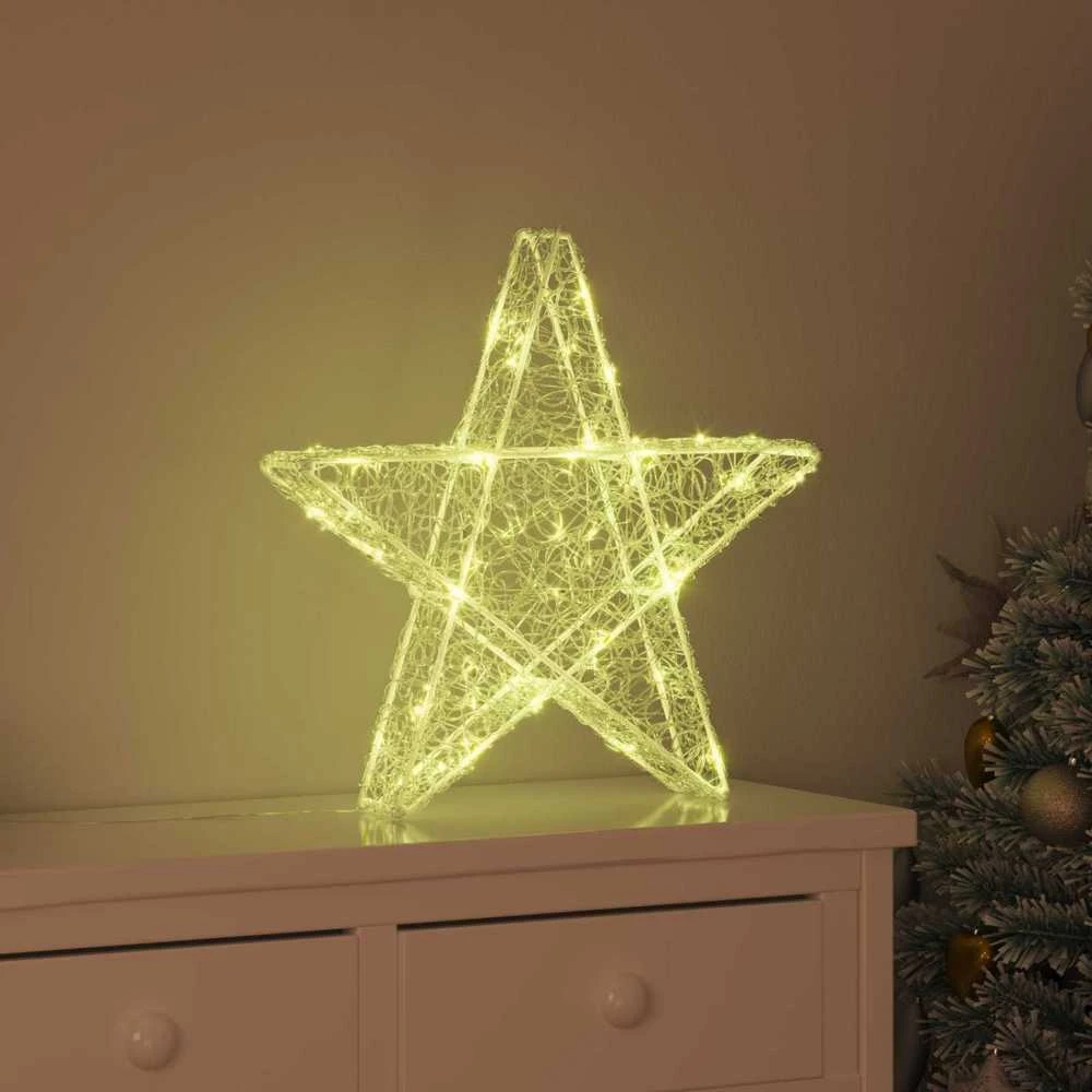 3D žvaigždė 50 LED Šilta balta 55 x 53.5 x 10 cm Akrilas