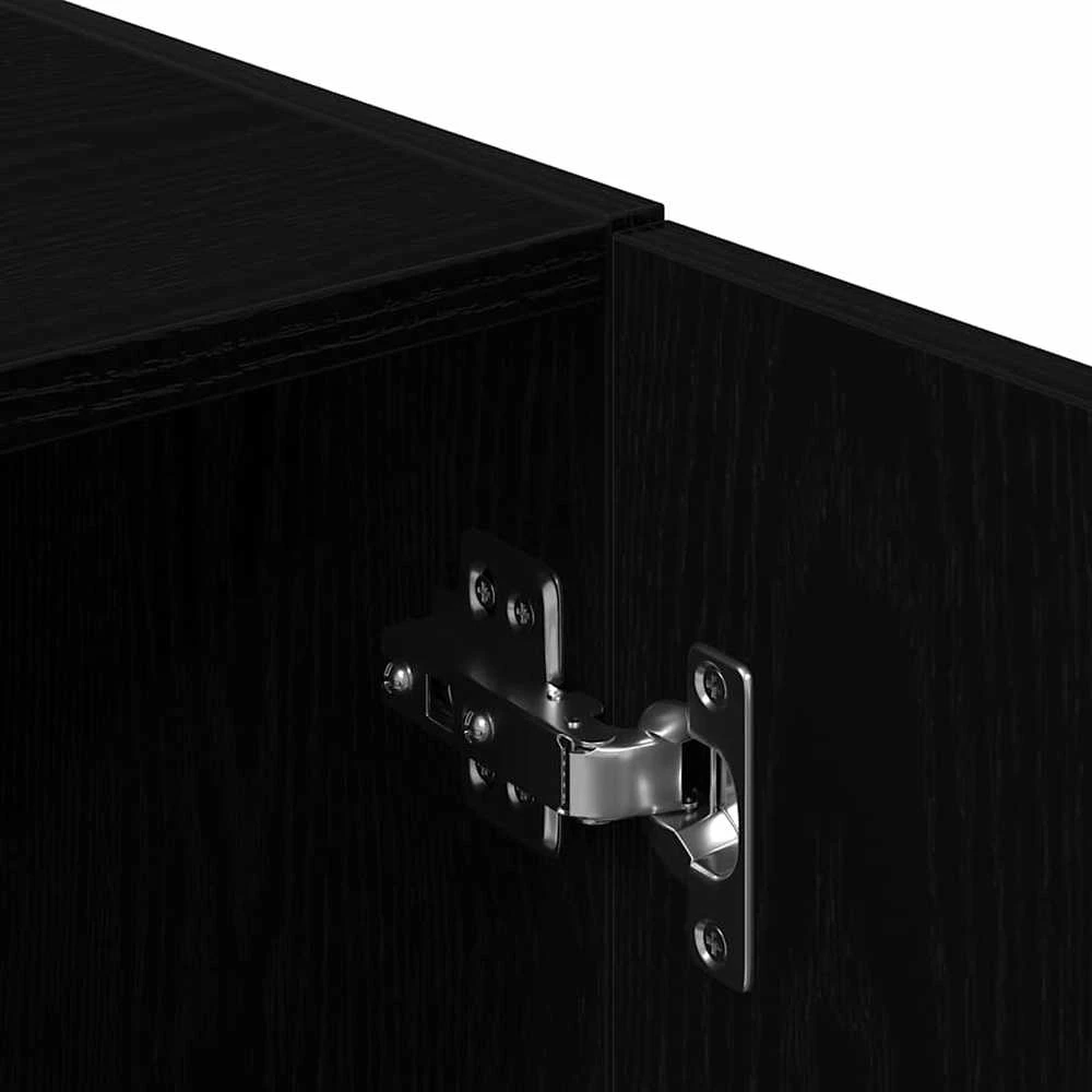 3dalių virtuvės spintelių komplektas, juoda inžinierinė mediena