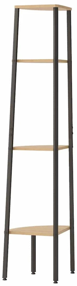 Kampinė lentyna, 4 pakopų, šviesiai ruda/juoda, 45,5x31,5x150cm