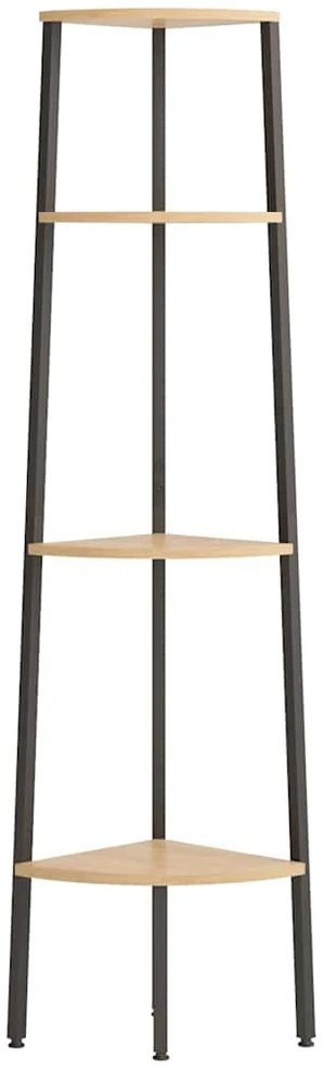 Kampinė lentyna, 4 pakopų, šviesiai ruda/juoda, 45,5x31,5x150cm