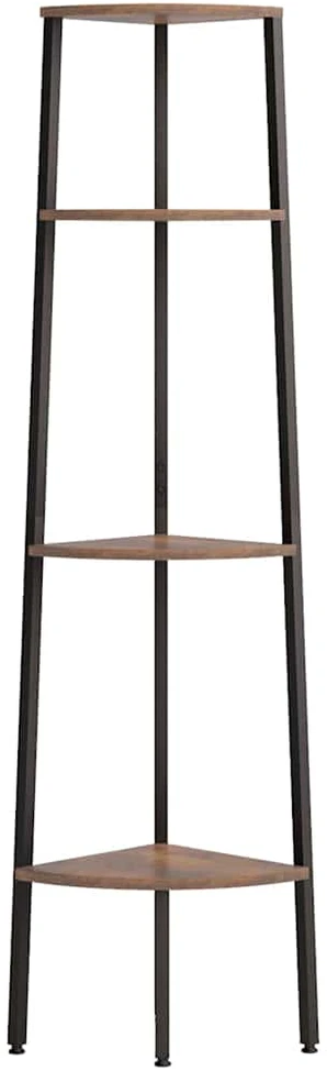 Kampinė lentyna, 4 pakopų, tamsiai ruda/juoda, 45,5x31,5x150cm