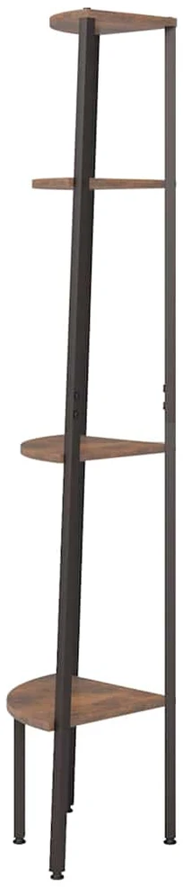 Kampinė lentyna, 4 pakopų, tamsiai ruda/juoda, 45,5x31,5x150cm