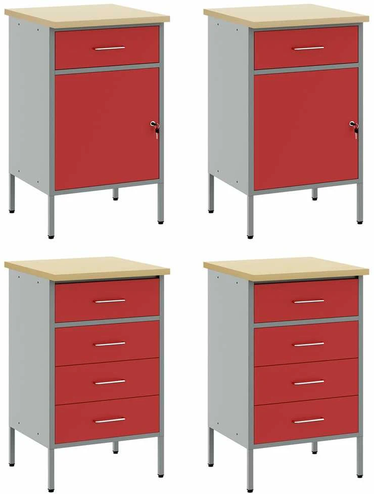 Darbo spinta 4 vnt. Raudona ir pilka 200 x 55 x 85 cm