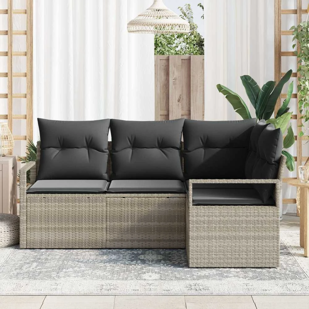 Lauko baldų komplektas Sofos komplektas 4 pcs Šviesiai pilka poliratanas