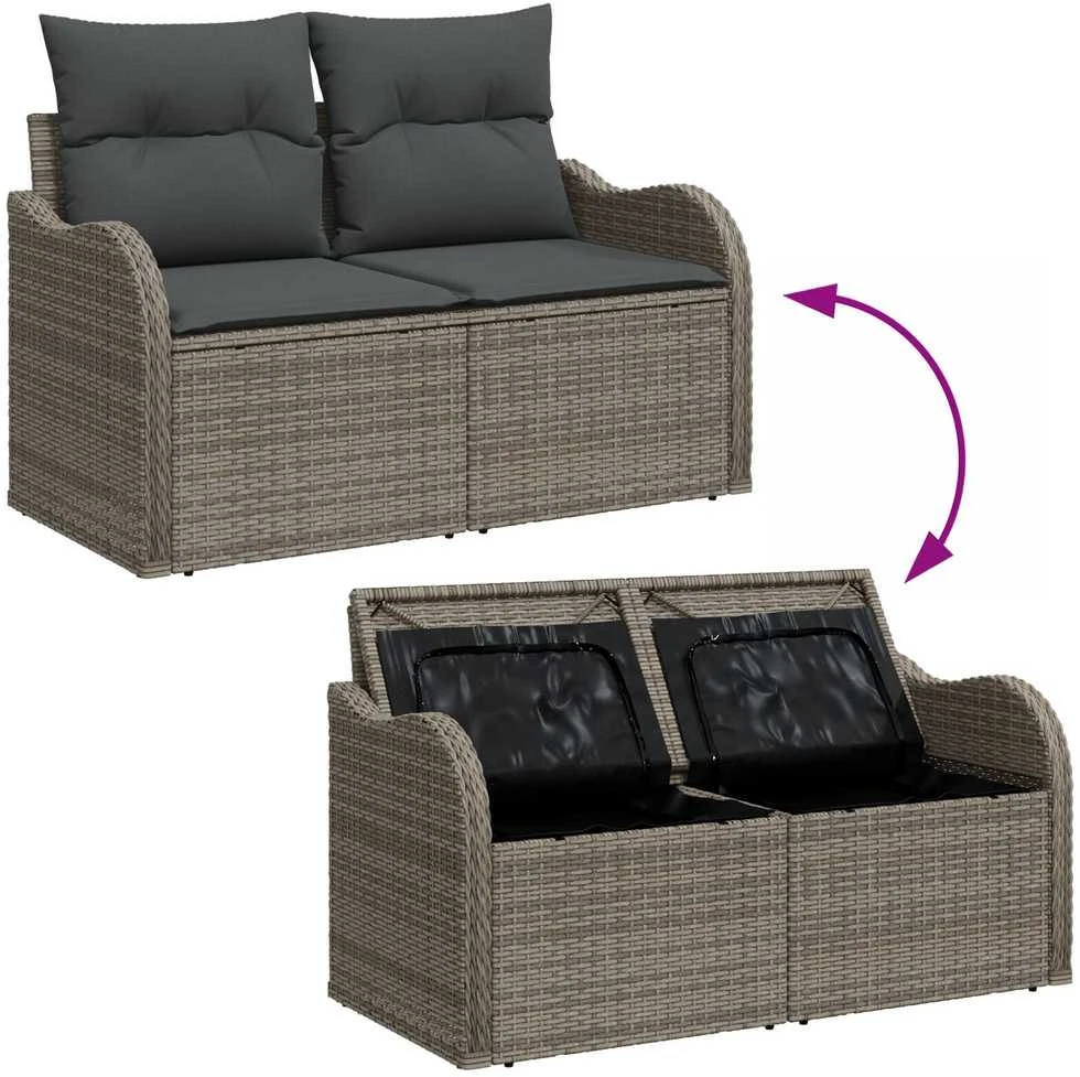 Lauko baldų komplektas Sodo Sofų Rinkinys 4 vnt. Pilka poliratanas
