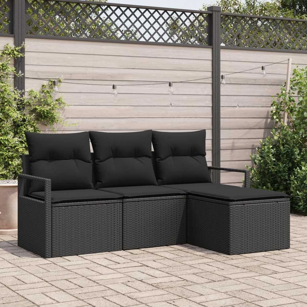 Sofa Sofos komplektas 4 vnt. Juoda poliratanas