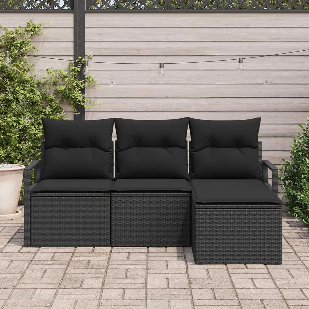 Sofa Sofos komplektas 4 vnt. Juoda poliratanas