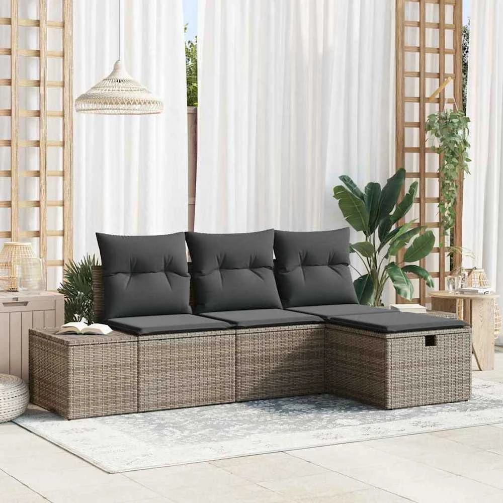 Lauko baldų komplektas Sodo Sofų Rinkinys 4 vnt. poliratanas