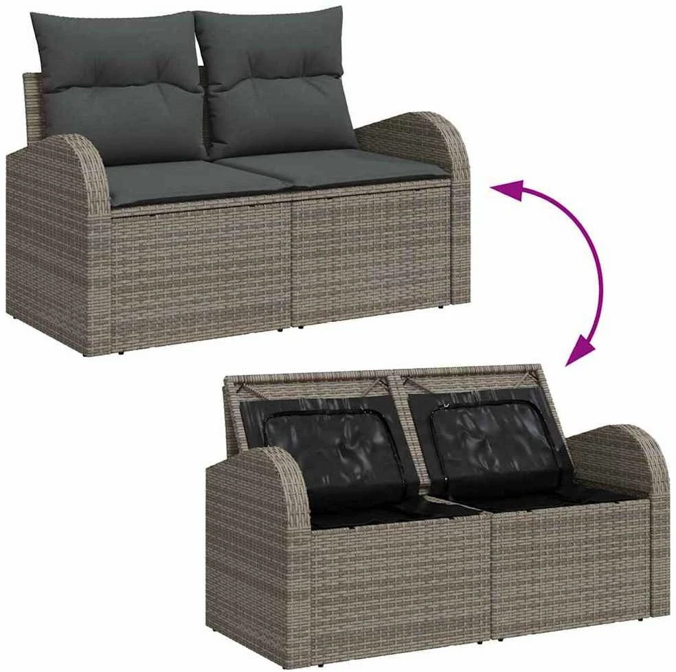 Sodo Sofų Rinkinys 4 vnt. Pilka poliratanas