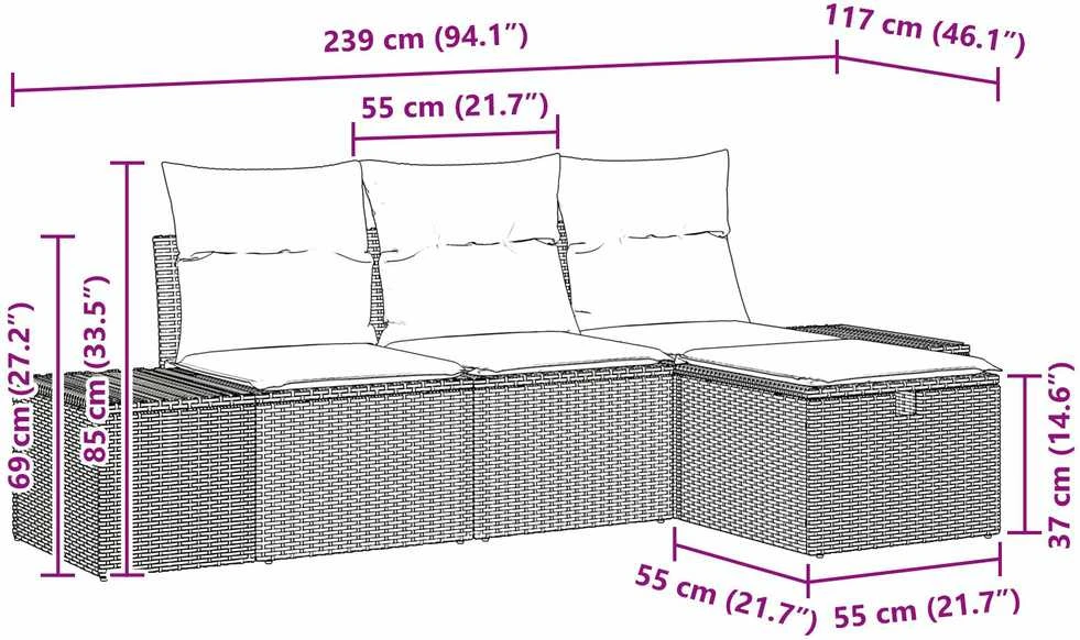 Sofos komplektas 4 vnt. poliratanas