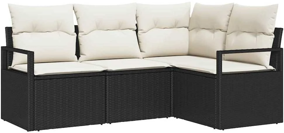 Lauko baldų komplektas Sofos komplektas 4 pcs Juoda poliratanas