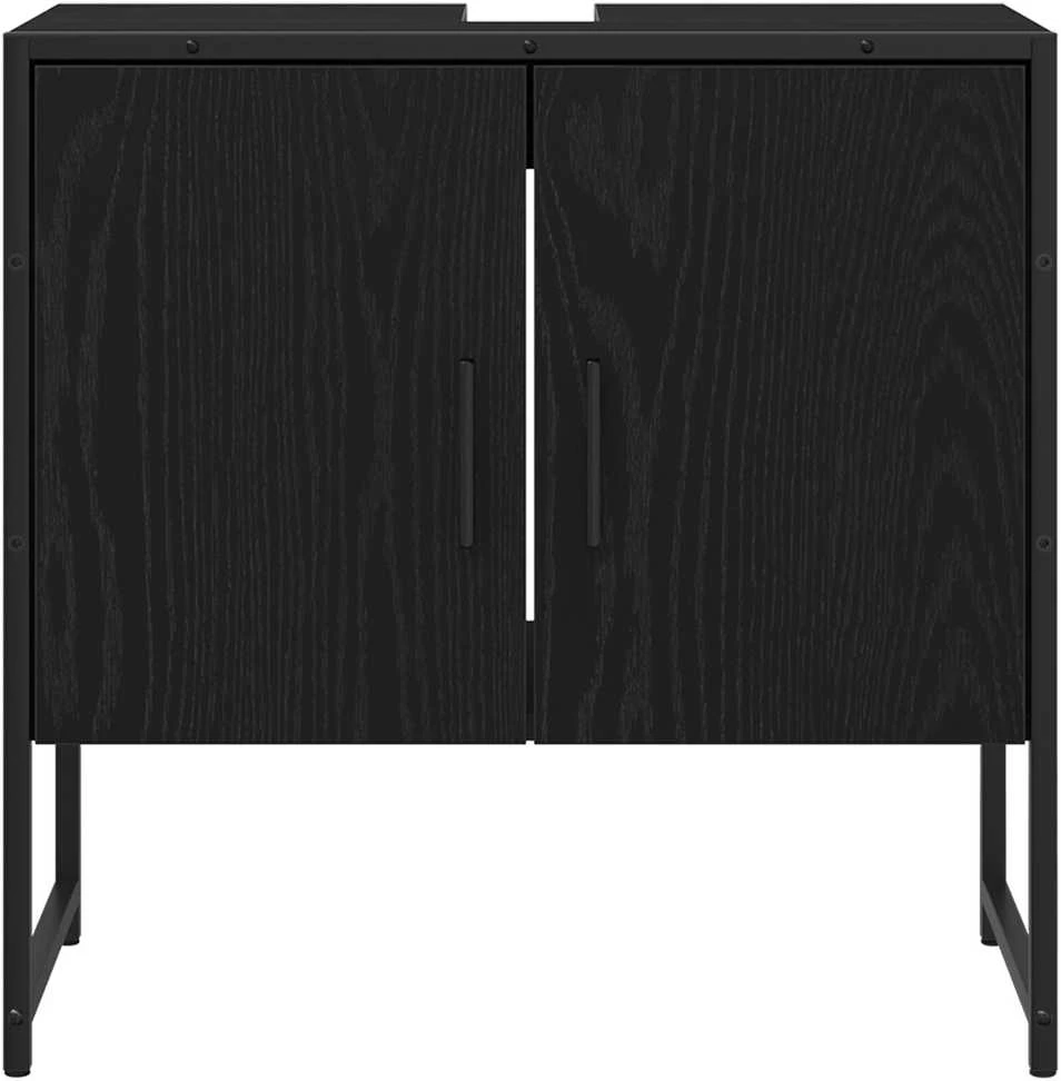 Vonios baldų rinkinys 4 vnt. Juoda 33 x 33 x 185,5 cm