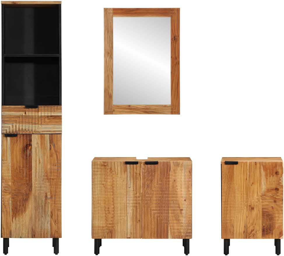 Vonios baldų rinkinys 4 pcs Ruda akacijos medienos masyvas