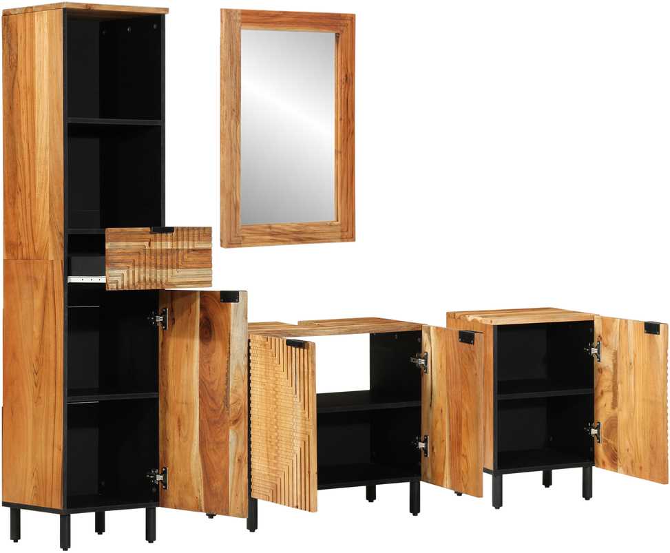 Vonios baldų rinkinys 4 pcs Ruda akacijos medienos masyvas