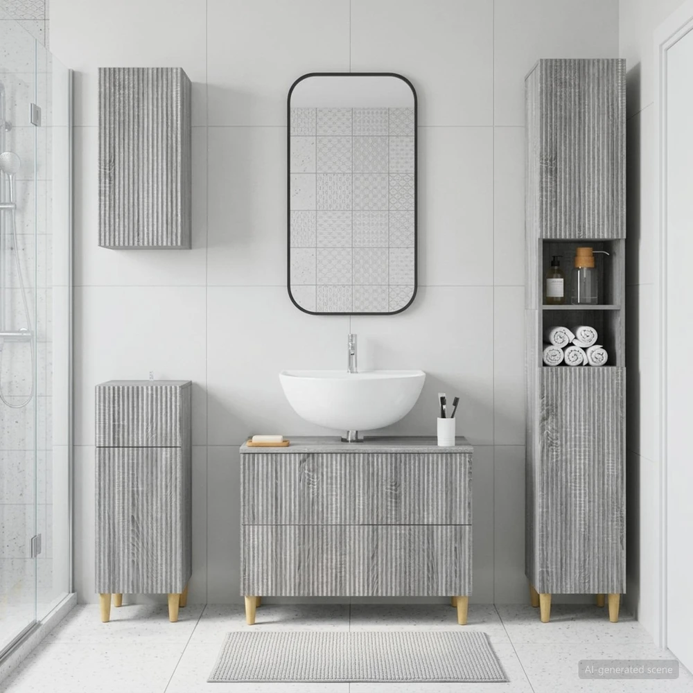 4 dalių vonios spintelių komplektas ARNHEM Pilka Sonoma