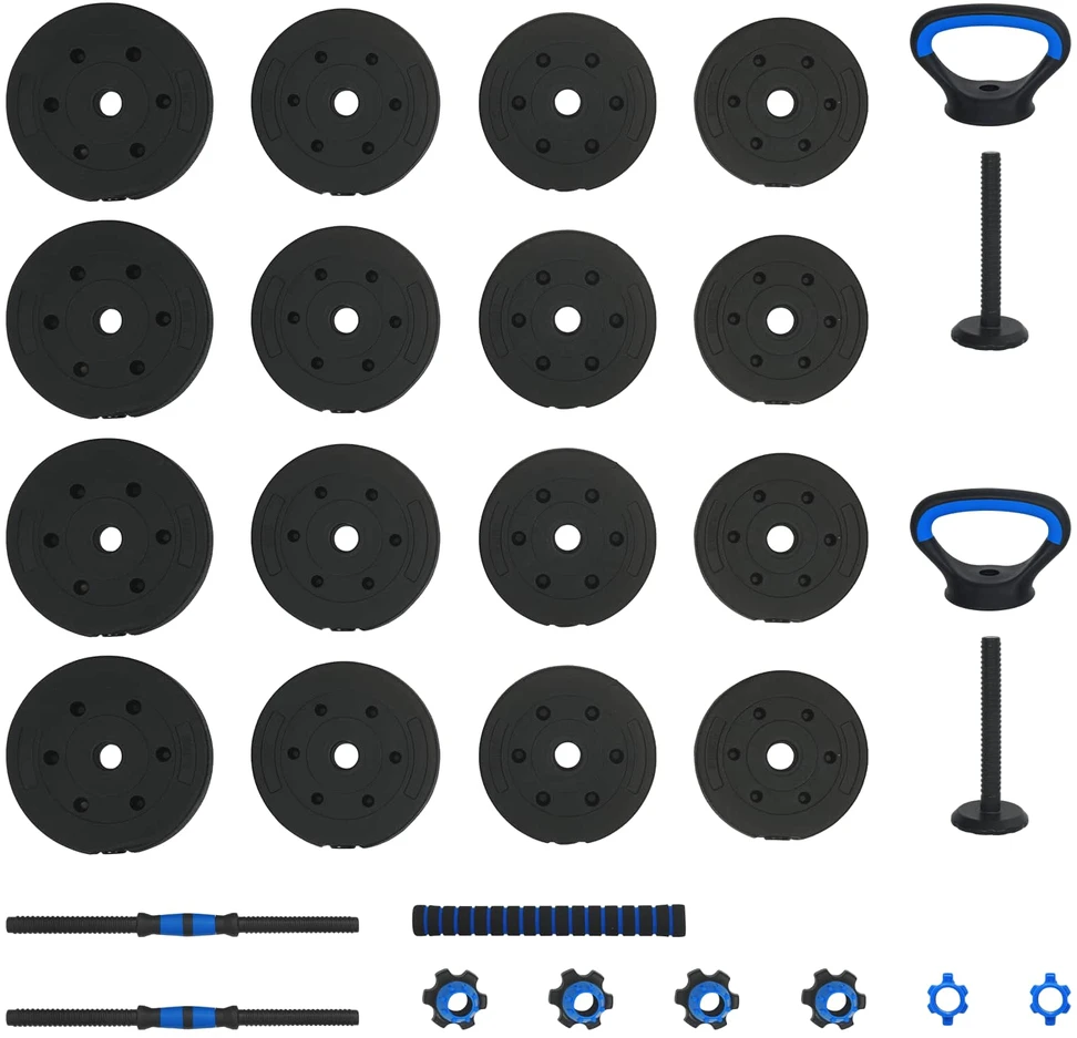 4-in-1 hantelių rinkinys 30kg Juoda ir mėlyna