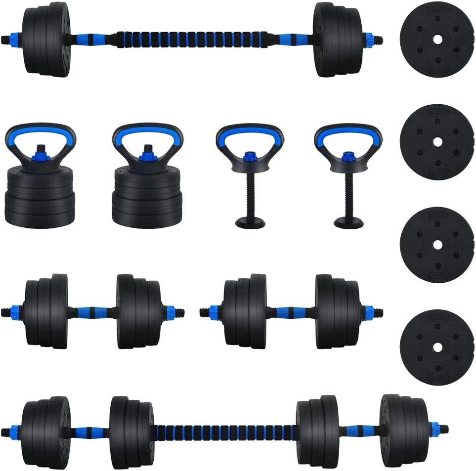 4-in-1 hantelių rinkinys 30kg Juoda ir mėlyna