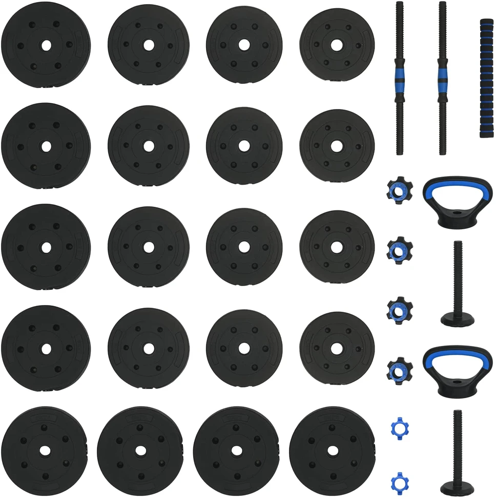 4-in-1 hantelių rinkinys 40 kg Juoda ir mėlyna
