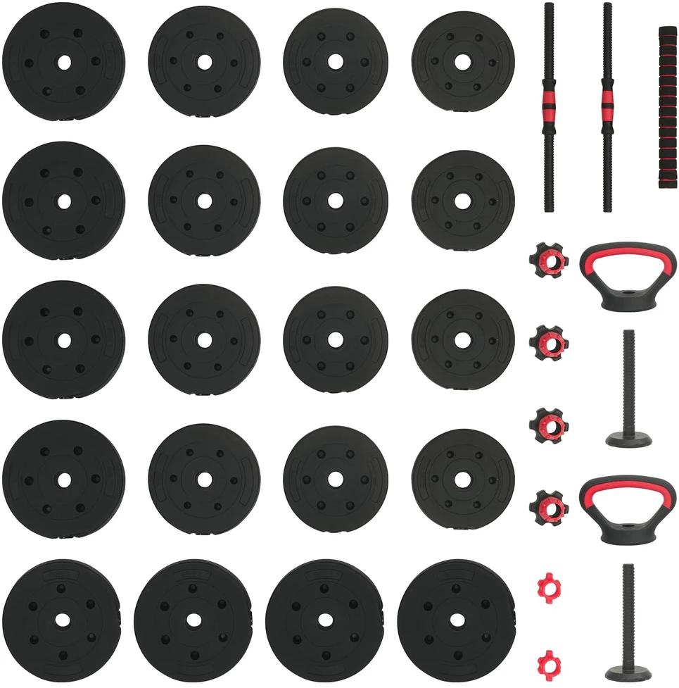 4-in-1 hantelių rinkinys 40 kg Juoda ir raudona