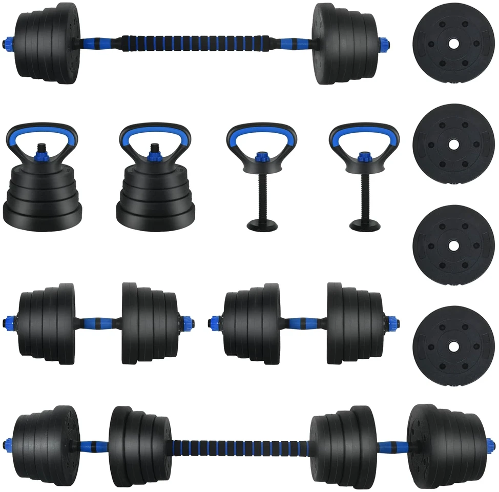 4-in-1 hantelių rinkinys 40 kg Juoda ir mėlyna