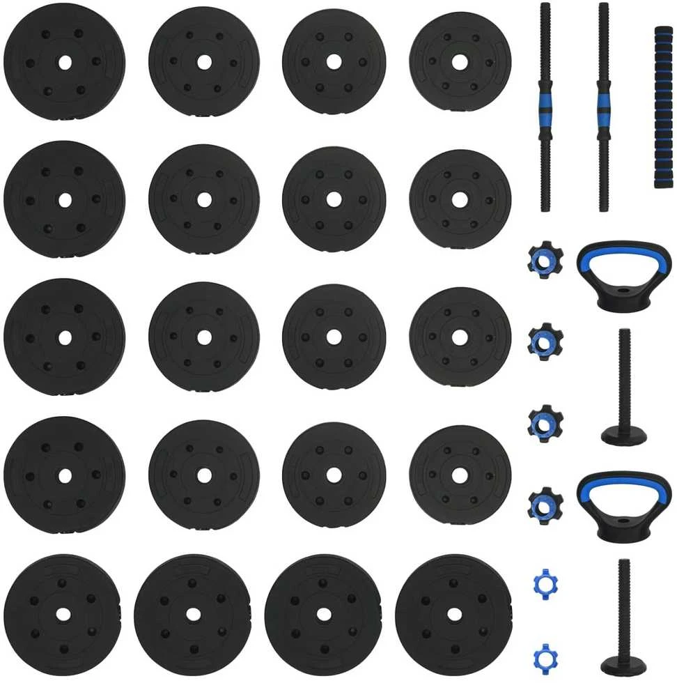 4-in-1 hantelių rinkinys 40 kg Juoda ir mėlyna