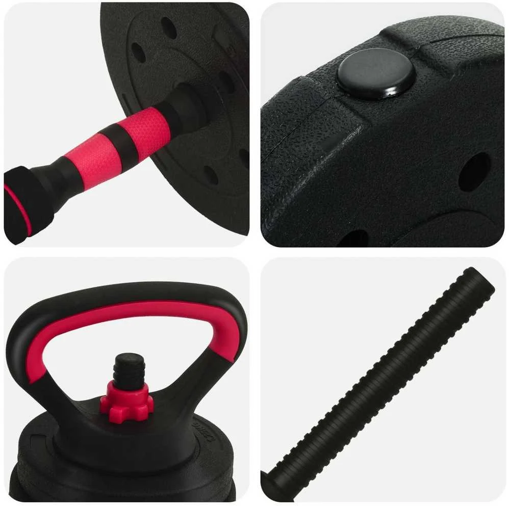 4-in-1 hantelių rinkinys 40 kg Juoda ir raudona