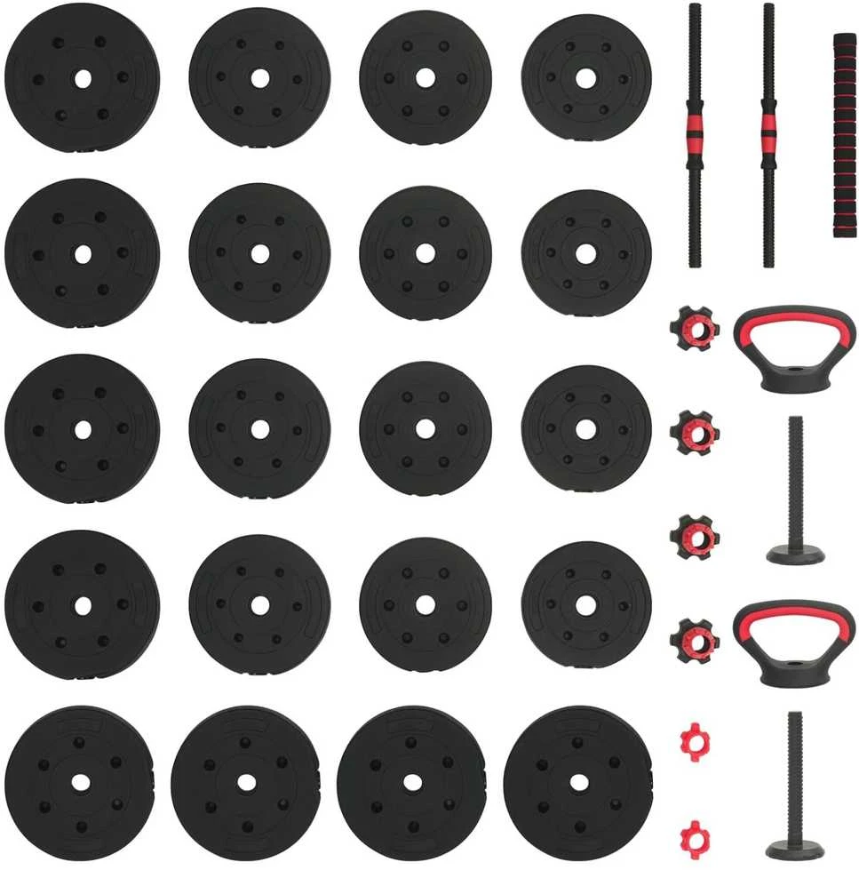 4-in-1 hantelių rinkinys 40 kg Juoda ir raudona