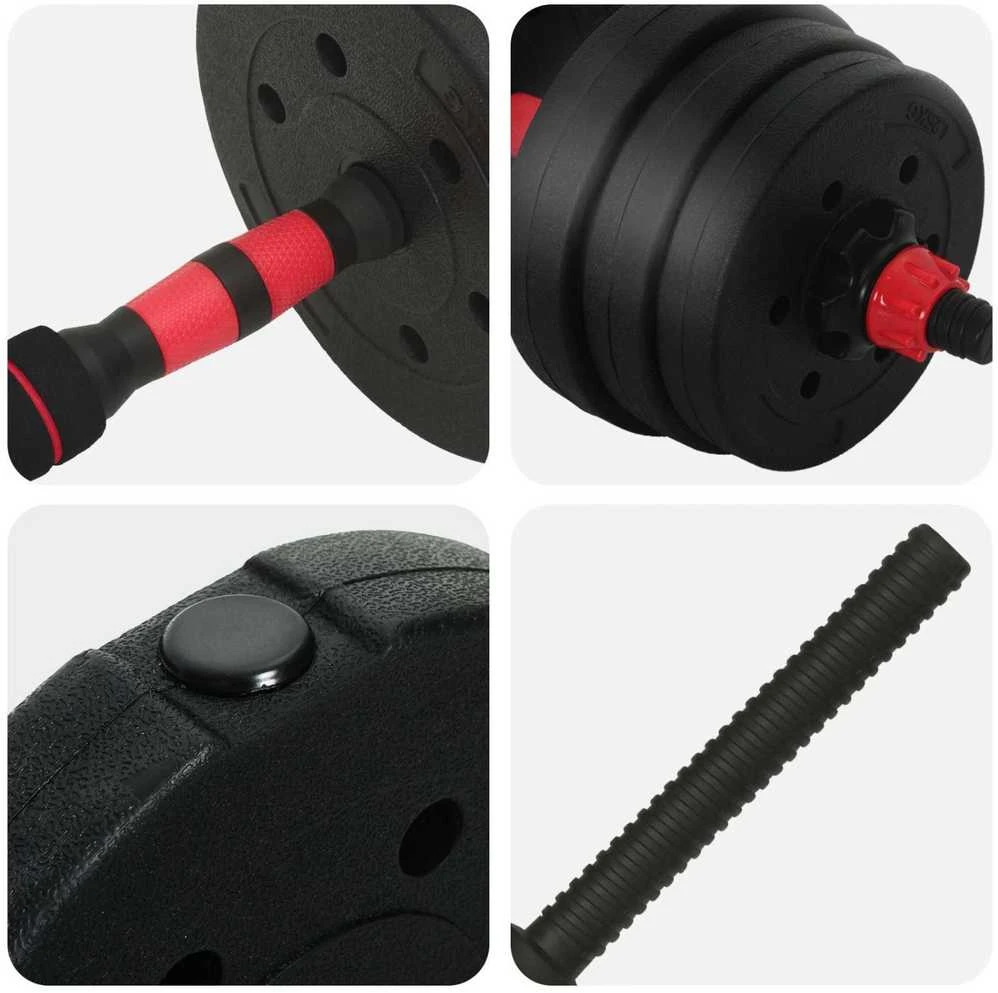 4-in-1 hantelių rinkinys 30kg Juoda ir raudona