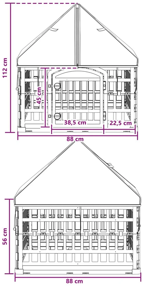 4 Panelių šunų žaidimų aikštelė su stogu 88 x 88 x 112 cm Balta
