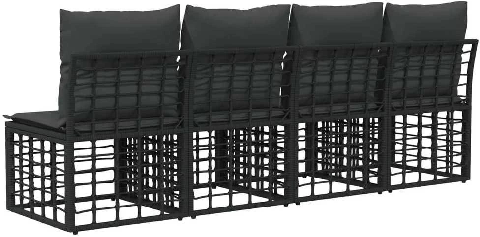 4 sėdimų vietų sodo sofa be rankų 4 vnt. 4-Vietų skaičius Juoda