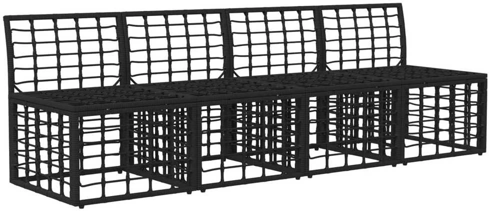 4 sėdimų vietų sodo sofa be rankų 4 vnt. 4-Vietų skaičius Juoda