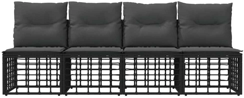 4 sėdimų vietų sodo sofa be rankų 4 vnt. 4-Vietų skaičius Juoda