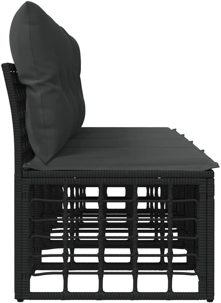 4 sėdimų vietų sodo sofa be rankų 4 vnt. 4-Vietų skaičius Juoda