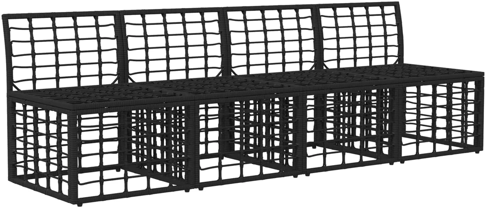 4 sėdimų vietų sodo sofa be rankų 4 vnt. 4-Vietų skaičius Juoda