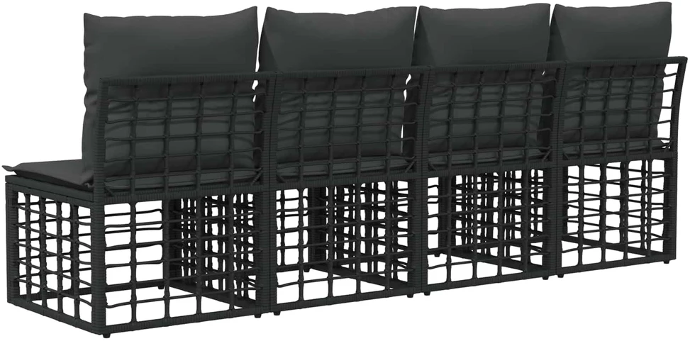 4 sėdimų vietų sodo sofa be rankų 4 vnt. 4-Vietų skaičius Juoda