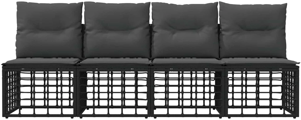 4 sėdimų vietų sodo sofa be rankų 4 vnt. 4-Vietų skaičius Juoda