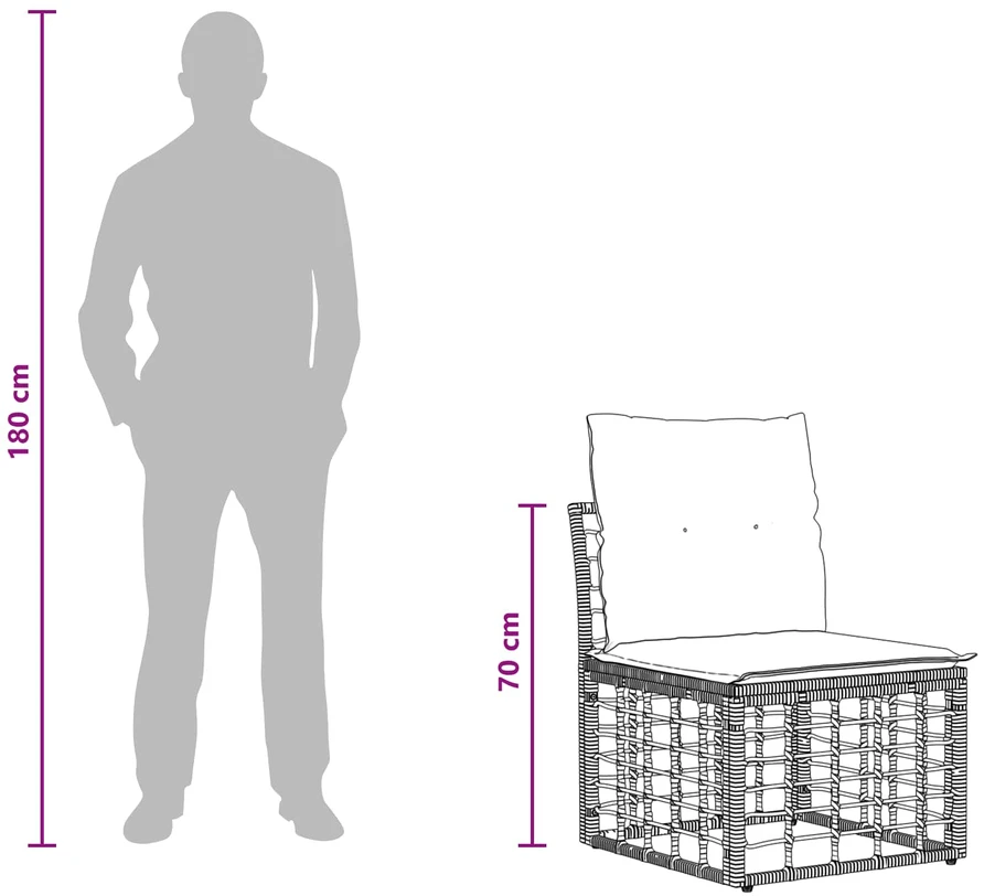 4 sėdimų vietų sodo sofa be rankų 4 vnt. 4-Vietų skaičius Juoda