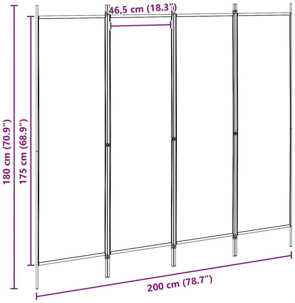 4-skydelis kambario skirstytuvas Smėlio 200 x 180 cm Audinys