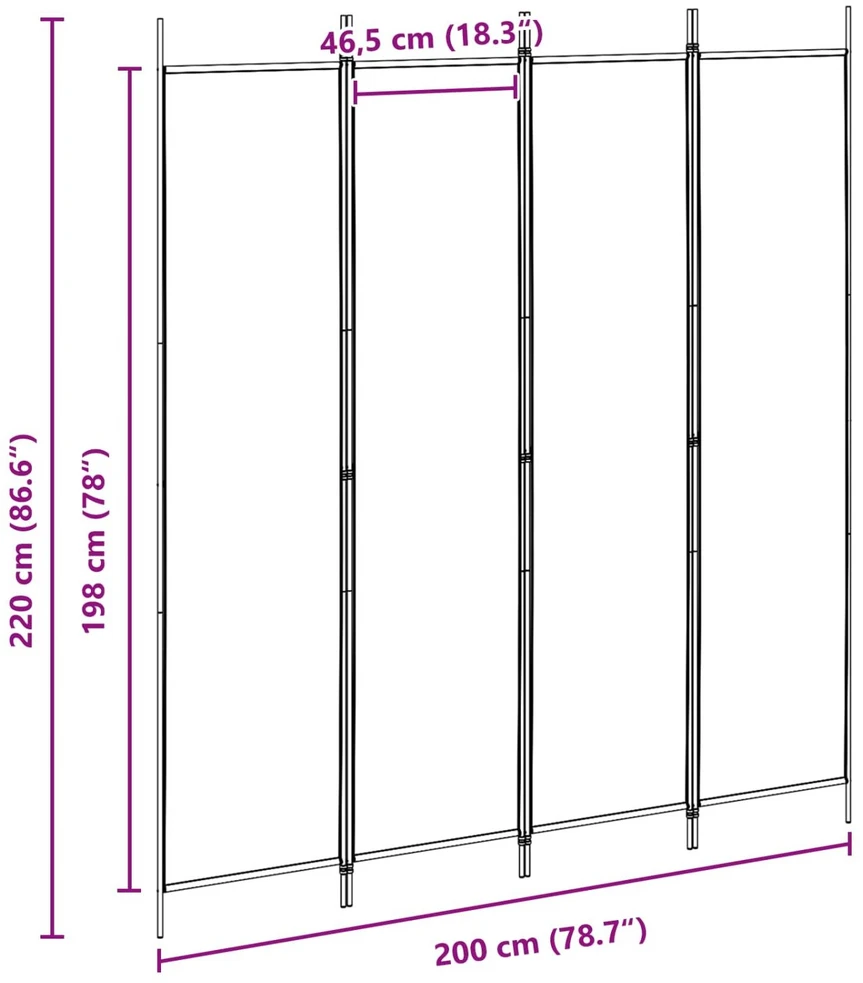 4-skydelis kambario skirstytuvas Smėlio 200 x 220 cm Audinys