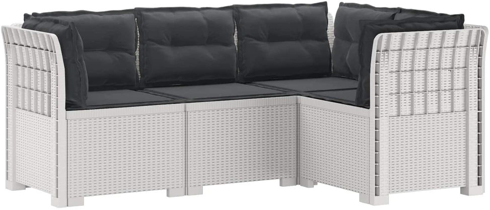 4-vietė Sodo Sofa Su Pagalvėlėmis Rattano Išvaizda PP Balta