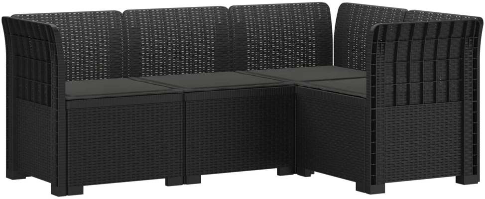 4-vietė Sodo Sofa Su Pagalvėlėmis Rattano Išvaizda PP Antracito