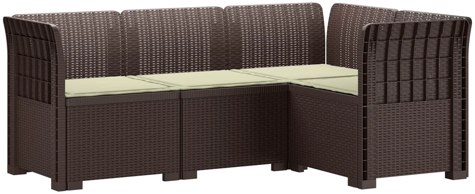 4-vietė Sodo Sofa Su Pagalvėlėmis Rattano Išvaizda PP Ruda
