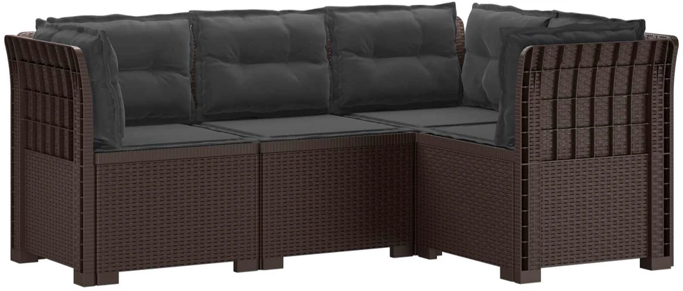 4-vietė Sodo Sofa Su Pagalvėlėmis Rattano Išvaizda PP Ruda