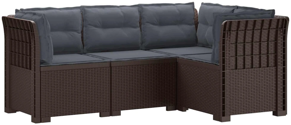 4-vietė Sodo Sofa Su Pagalvėlėmis Rattano Išvaizda PP Ruda